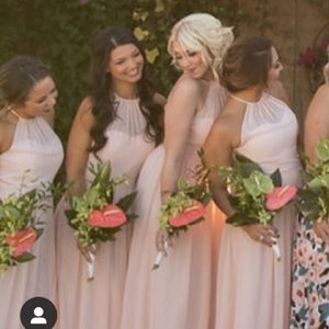 Pale pink maxi dress.
